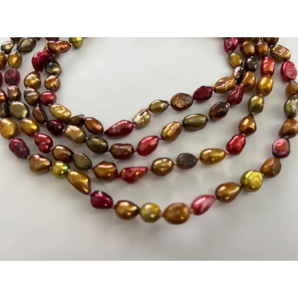 Cultered Freshwater Baroque Pearls Strand Long Multicolor